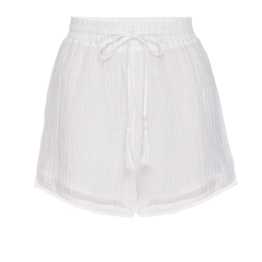 Monday Swimwear La Jolla Short - White Crinkle Linen (size small)
